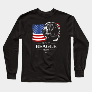 Proud Beagle Mom American Flag patriotic dog Long Sleeve T-Shirt